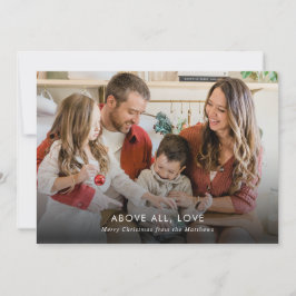 Cartão De Festividades Minimal Modern Above All Love Christmas Photo