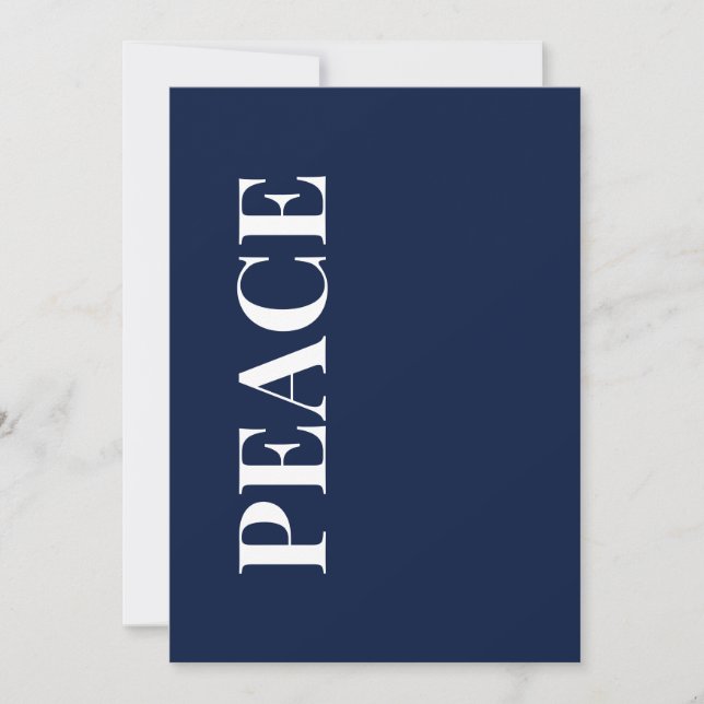 Cartão De Festividades Minimal PEACE | Navy Blue Holiday Greeting Card (Frente)