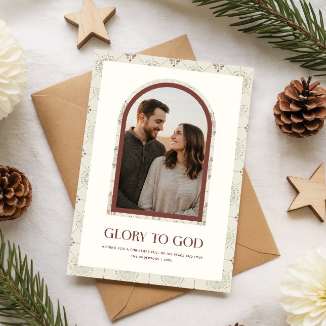 Cartão De Festividades Minimal Religious Family Arch Photo Christmas (Criador carregado)
