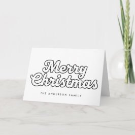 Cartão De Festividades Minimal Retro Outline Script Merry Christmas