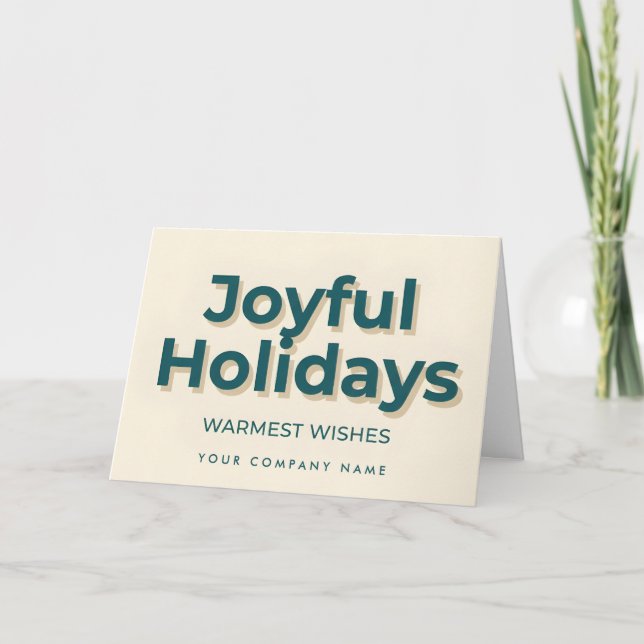 Cartão De Festividades Minimal Retro Script Joyful Holidays (Frente)