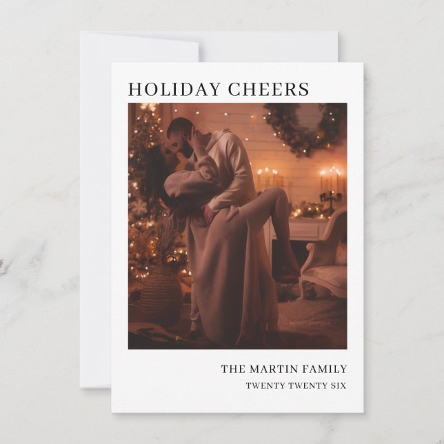 Cartão De Festividades Minimal Season’s Greetings Holiday Photo Greeting (Frente)