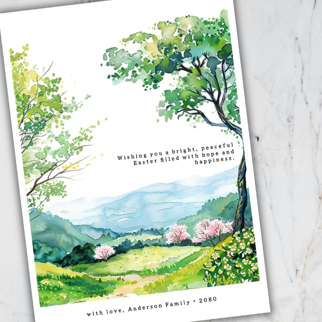 Cartão De Festividades Minimal Spring Landscape Art Easter Greetings Card (Criador carregado)