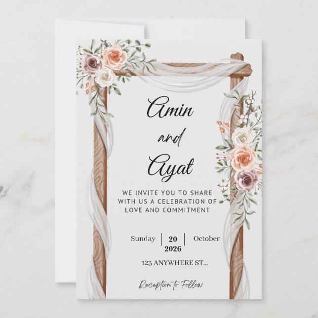 Cartão De Festividades  Minimal Wedding Invitation Template | Classic Scr (Frente)