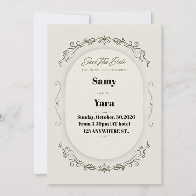 Cartão De Festividades Minimal Wedding Invitation Template | Classic Scri (Frente)
