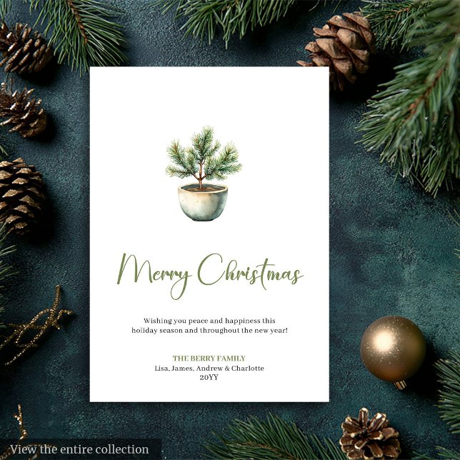 Cartão De Festividades Minimalist Bohemian Botanical Earthy Xmas Card (Minimalist Bohemian Botanical Earthy Xmas Card)