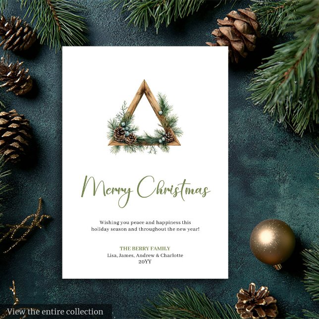 Cartão De Festividades Minimalist Boho Botanical Earthy Xmas Holiday Card (Minimalist Boho Botanical Earthy Holiday Card)