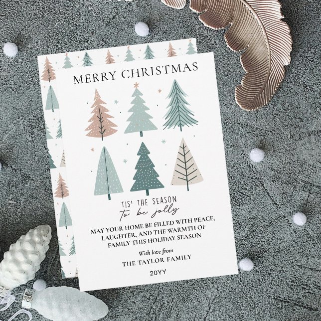 Cartão De Festividades Minimalist Boho Scandi-Style Christmas Tree (Minimalist Boho Scandi-Style Christmas Tree Holiday Card)
