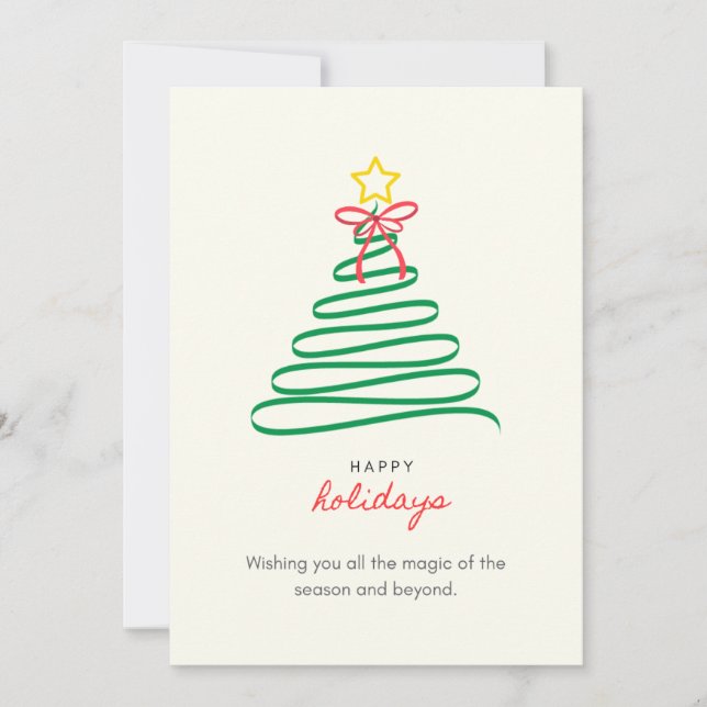 Cartão De Festividades Minimalist Christmas Tree Happy Holidays Card (Frente)