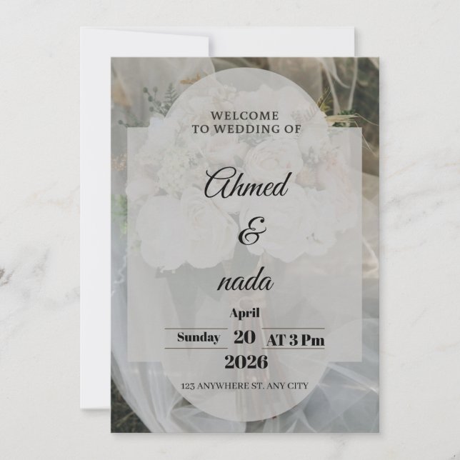 Cartão De Festividades Minimalist Elegant Wedding Invitation | Modern Cal (Frente)
