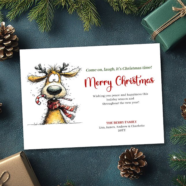 Cartão De Festividades Minimalist funny reindeer Christmas greeting card (Minimalist funny reindeer Christmas greeting card

)
