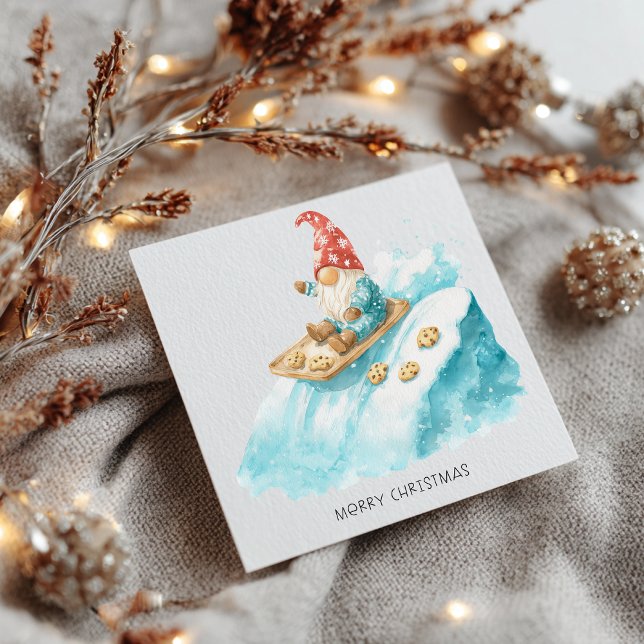 Cartão De Festividades Minimalist Gnome Merry Christmas  (Criador carregado)