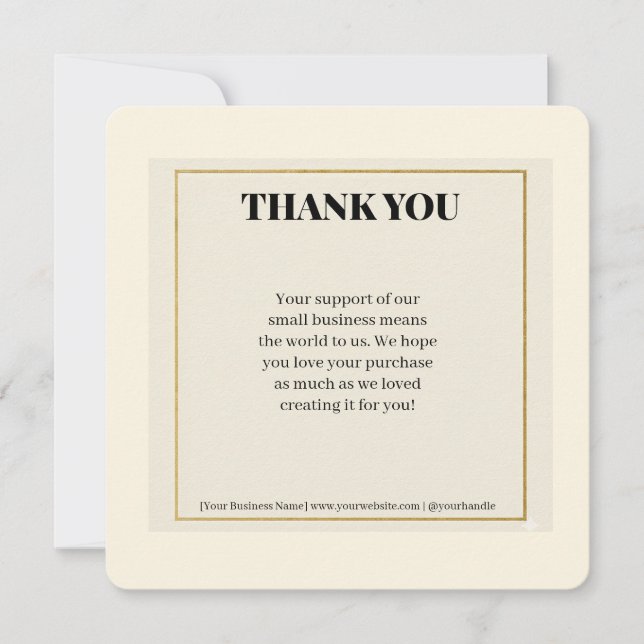 Cartão De Festividades Minimalist Gold Border Luxury Business Thank You P (Frente)