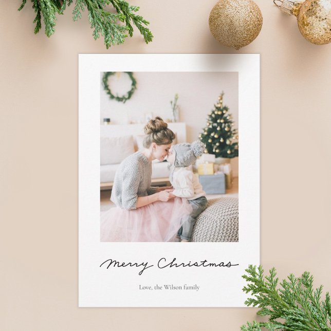 Cartão De Festividades Minimalist Holiday Photo Card | White (Criador carregado)
