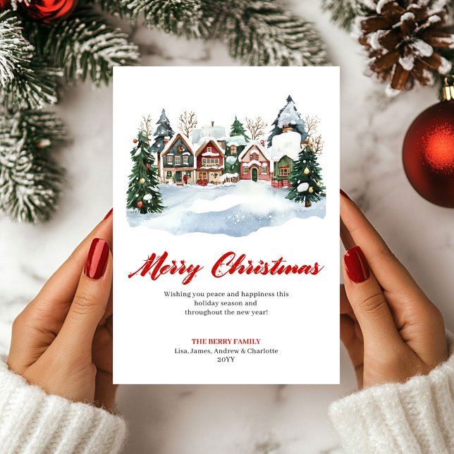 Cartão De Festividades Minimalist Holiday Scene Christmas Greeting Card (Minimalist Holiday Scene Christmas Greeting Card)