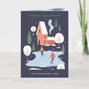 Cartão De Festividades Minimalist Holiday Winter Scene