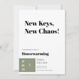 Cartão De Festividades Minimalist Housewarming Invitation Olive Green