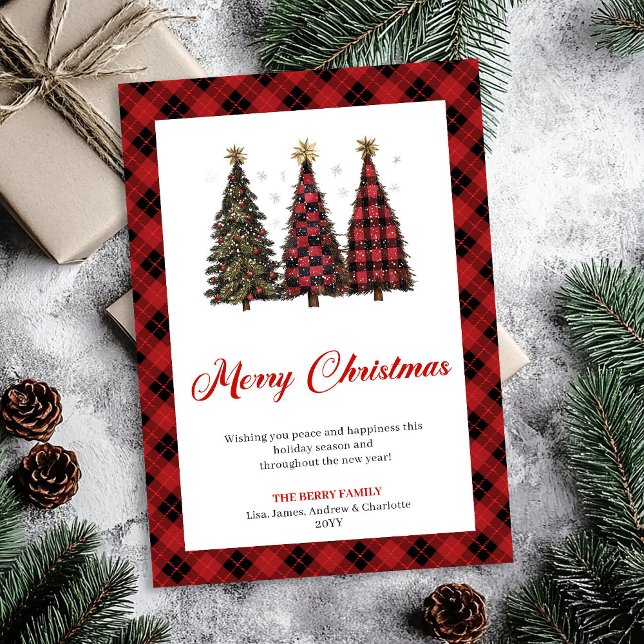 Cartão De Festividades Minimalist Leopard Print Christmas Tree Holiday  (Minimalist Leopard Print Christmas Tree Holiday Card)