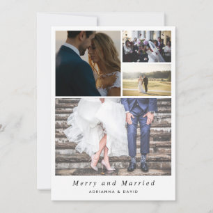 Cartão De Festividades Minimalist Merry And Married Couple Photo Wedding