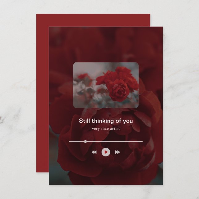 Cartão De Festividades Minimalist Red Music Player Valentine's Day (Frente/Verso)