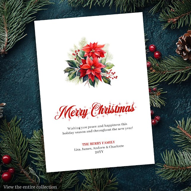 Cartão De Festividades Minimalist Red Poinsettia Stylish Greeting Card (Minimalist Red Poinsettia Stylish Greeting Card

)