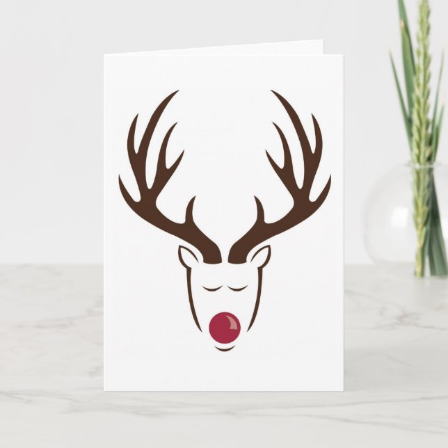 Cartão De Festividades Minimalist Rudolf Holiday Card (Frente)