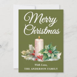 Cartão De Festividades Minimalist Script Merry Christmas Mint Green