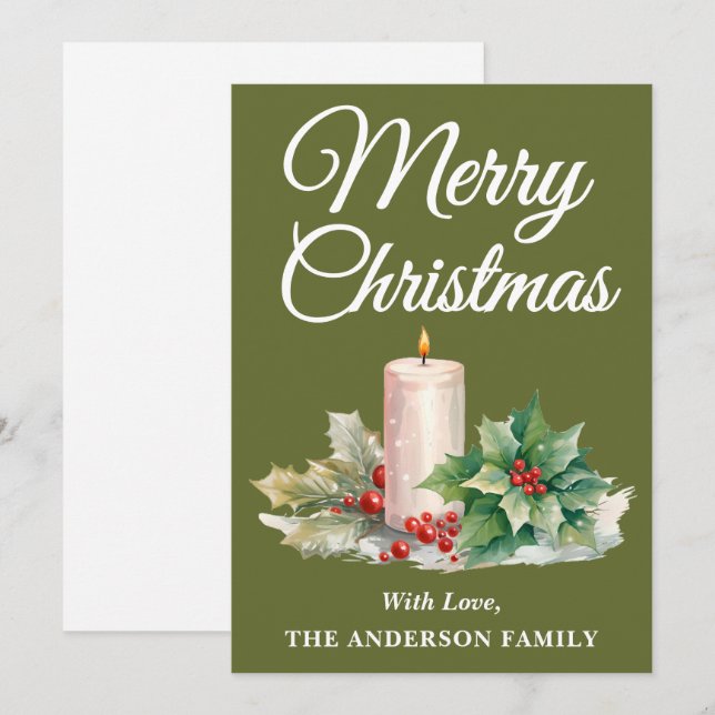 Cartão De Festividades Minimalist Script Merry Christmas Mint Green (Frente/Verso)