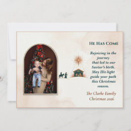 Cartão De Festividades Minimalist Terracotta Nativity Journey Arch Photo