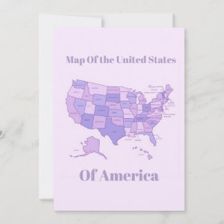 Cartão De Festividades Minimalist United States Map Pink Purple Art
