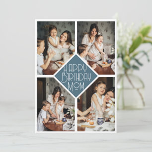 Cartão De Festividades Minimalista Azul Pizarra Cumpleaños Mamá Multi Fot