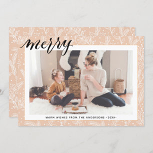 Cartão De Festividades Minimalista da FELIZ de Script Bough do Pinheiro d