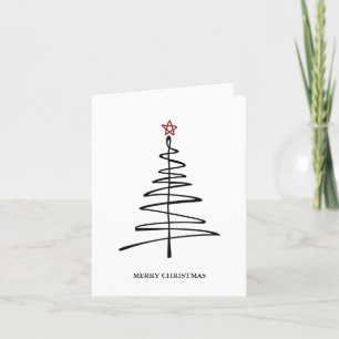 Cartão De Festividades Minimalista Elegante Árvore de Natal Simples Feliz