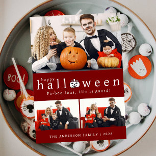 Cartão De Festividades Minimalista Fa-boo-lous Halloween Multifoto em Ne