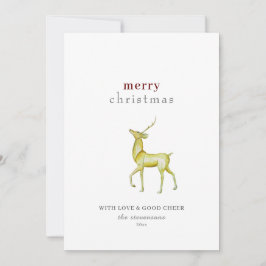 Cartão De Festividades Minimalista Feliz Natal Rena Dourada