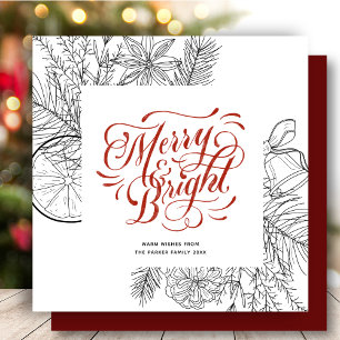 Cartão De Festividades Minimalista Floral de inverno Praça Wreath de N