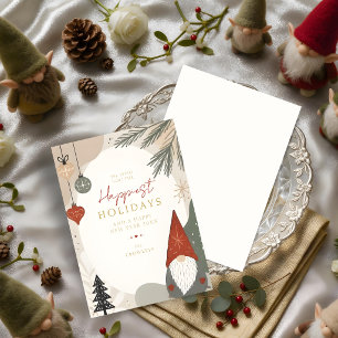 Cartão De Festividades Minimalista Gnome de Inverno Nórdico Natal TMF26
