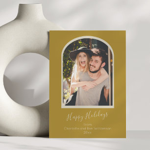 Cartão De Festividades Minimalista Moderno Arco Personalizado Foto Amarel