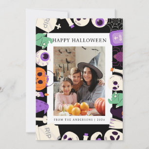 Cartão De Festividades Mínimalista Moderno Spooky Feliz Halloween 1 Foto