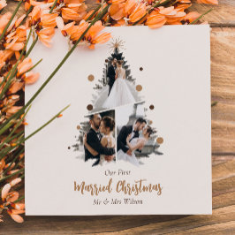 Cartão De Festividades Minimalista Nosso Primeiro Natal Casados Três Foto