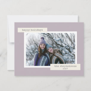Cartão De Festividades Minimalista Retro Pastel Lilás Foto Personalizada