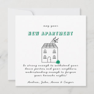 Cartão De Festividades MINIMALISTA VERDE Parabéns pelo seu Novo Apartame