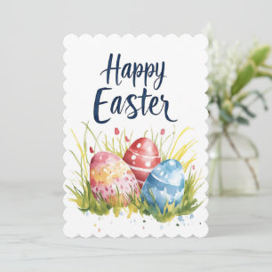 Cartão De Festividades Minimalística da Aquarela do felz pascoa