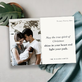 Cartão De Festividades Mínimo 1 Foto: Preto e Espírito de Natal Branco