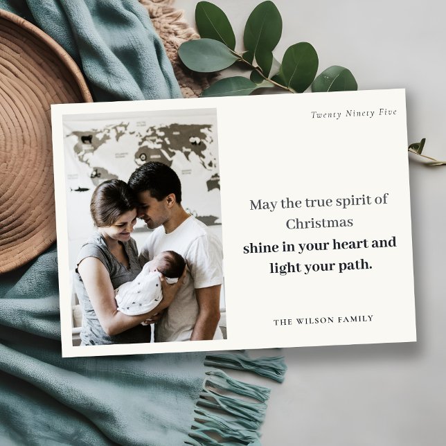 Cartão De Festividades Mínimo 1 Foto: Preto e Espírito de Natal Branco (Criador carregado)