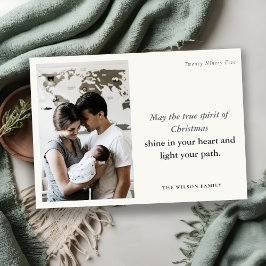 Cartão De Festividades Mínimo 1 Foto: Preto e Espírito de Natal Branco