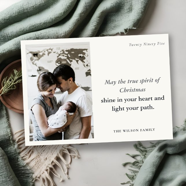 Cartão De Festividades Mínimo 1 Foto: Preto e Espírito de Natal Branco (Criador carregado)