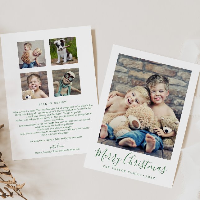 Cartão De Festividades Mínimo Ano Verde De Feliz Natal Em Revisão (Criador carregado)