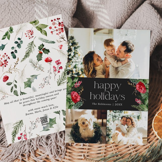 Cartão De Festividades Mínimo de Cinza Botânica Greenery 3 Foto (Criador carregado)