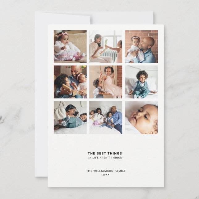 Cartão De Festividades Mínimo de citação moderna | 9 Colagem de Fotos Múl (Frente)